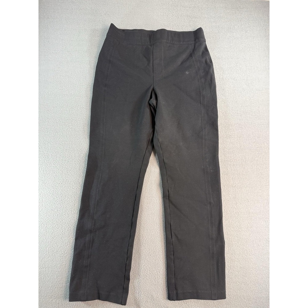 Spanx Pants Womens L Black Knit Slim Straight Ankle Pull On Shaping Stretch